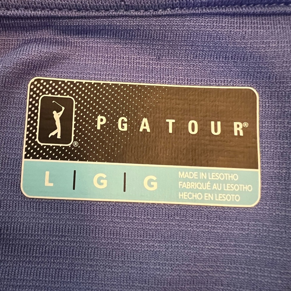PGA TOUR Men's Solid Short Sleeve Golf Polo Blue Size L - Picture 3 of 8